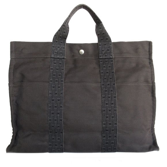Hermes HERMES handbag tote bag Air Line canvas dark grey men's women's s0228a - Picture 1 of 5